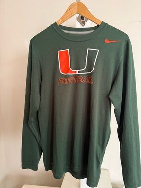 Nike Dri Fit University of Miami Hurricanes Long Sleeve Tee
